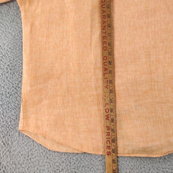 Murano Shirt Men Large Orange Baird McNutt Linen Apricot Peach Slim Fit Long Slv - Picture 9 of 16